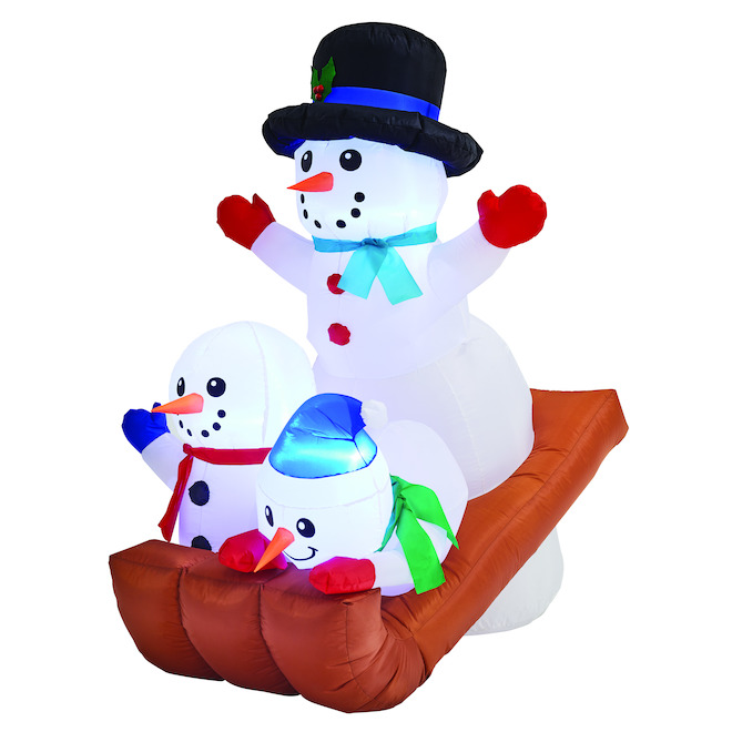 Gemmy 5-ft Snowman White Light Family Scene Xmas Inflatable 119203