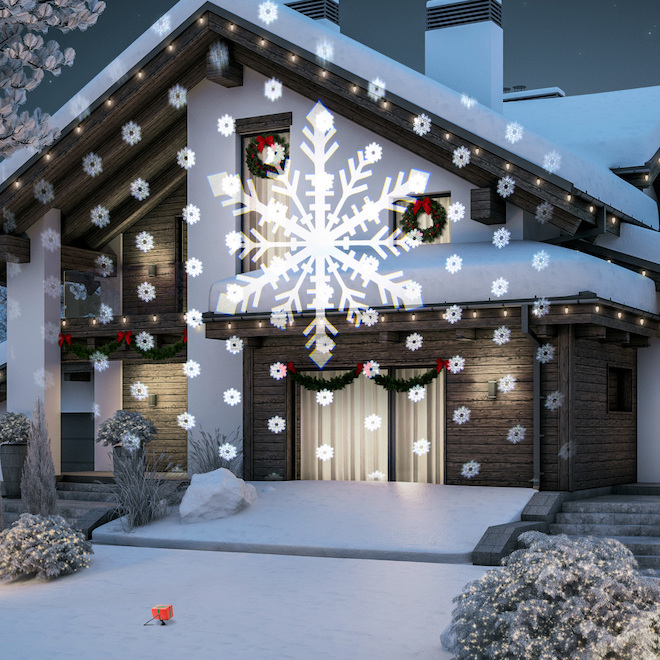 Projecteur flocon de neige de Noël, Gemmy Lightshow intérieur/extérieur,  lumière blanche DEL 119830