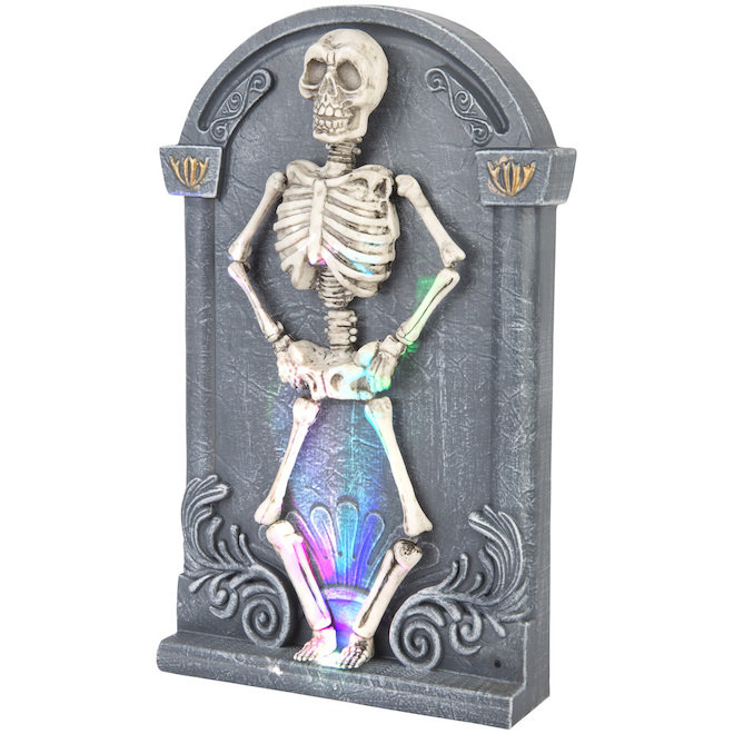 Holiday Living Animated Lighted Musical Halloween Skeleton Tabletop Decoration with Flickering Multicolour LED Lights