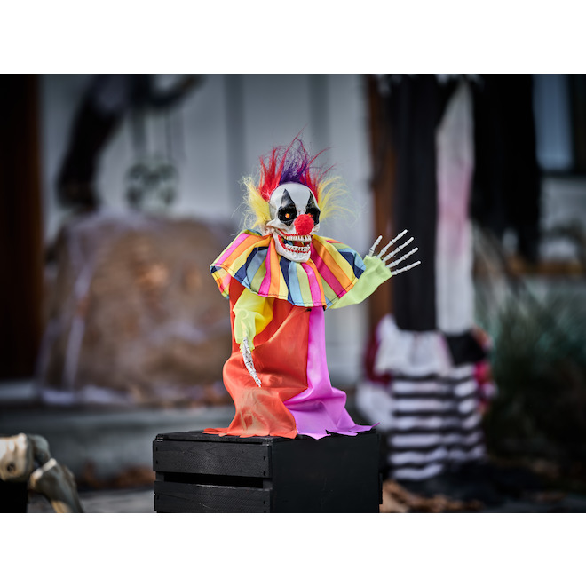 Holiday Living Animatronic Lighted Musical Halloween Bouncing Clown Decoration with Flickering Red LED Lights