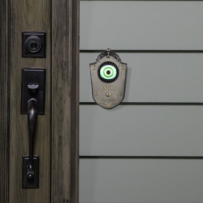 Holiday Living Gold Animated Haunted Doorbell with Giant Eye 7-in x 4.3-in