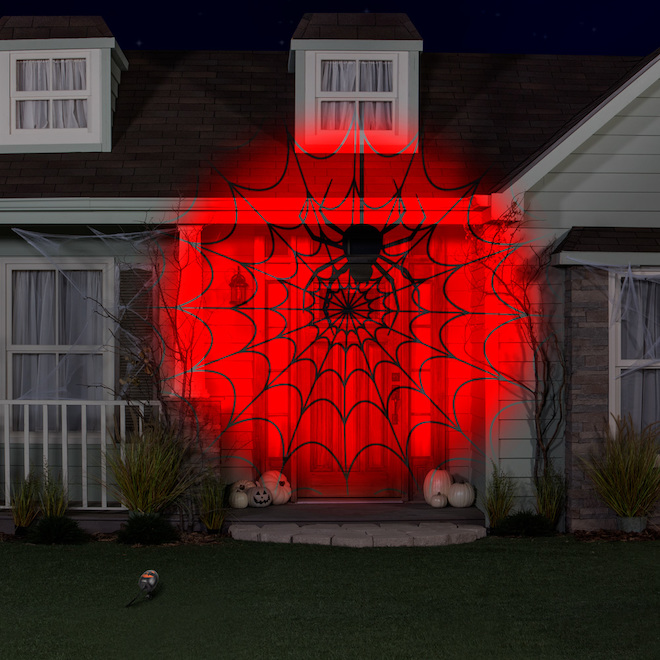 Gemmy Lightshow DEL Projector Spider on Red Background