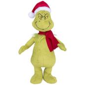 Gemmy Animated Plush Grinch with Santa Hat and Scarf 10.63-in
