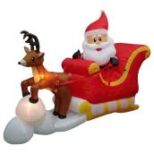 Gemmy Airblown Lighted Santa and Sleigh with Deer - 5.41-ft