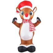 Airblown Inflatable Lighted Rudolph the Red-Nosed Reindeer with Santa Hat and Scarf - 1.77-ft
