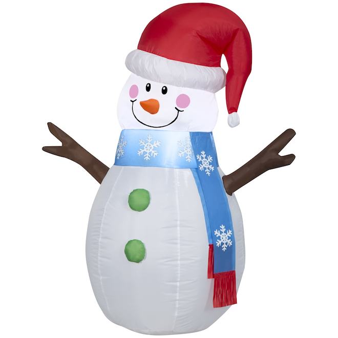 CELEBRATIONS BY L&CO Airblown Inflatable Lighted Snowman with Santa Hat - 4-ft