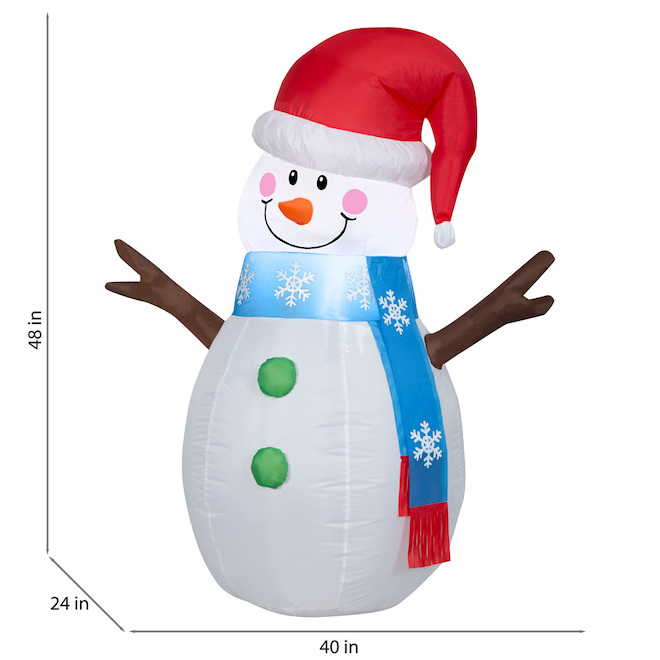 CELEBRATIONS BY L&CO Airblown Inflatable Lighted Snowman with Santa Hat - 4-ft