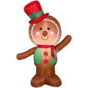 Gemmy Airblown Inflatable Lighted Gingerbread Man - 4-ft