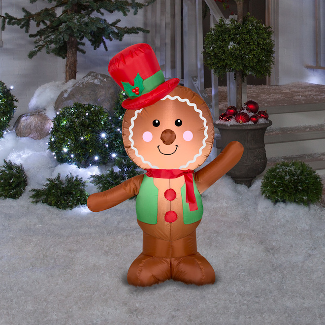 Gemmy Airblown Inflatable Lighted Gingerbread Man - 4-ft 11447 | RONA