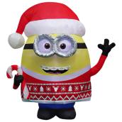 Universal Airblown Inflatable Lighted Otto Minion with Christmas Sweater and Santa Hat - 3-ft