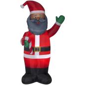 Celebrations by L&CO Airblown Inflatable 7-ft Santa Claus with Candy Cane