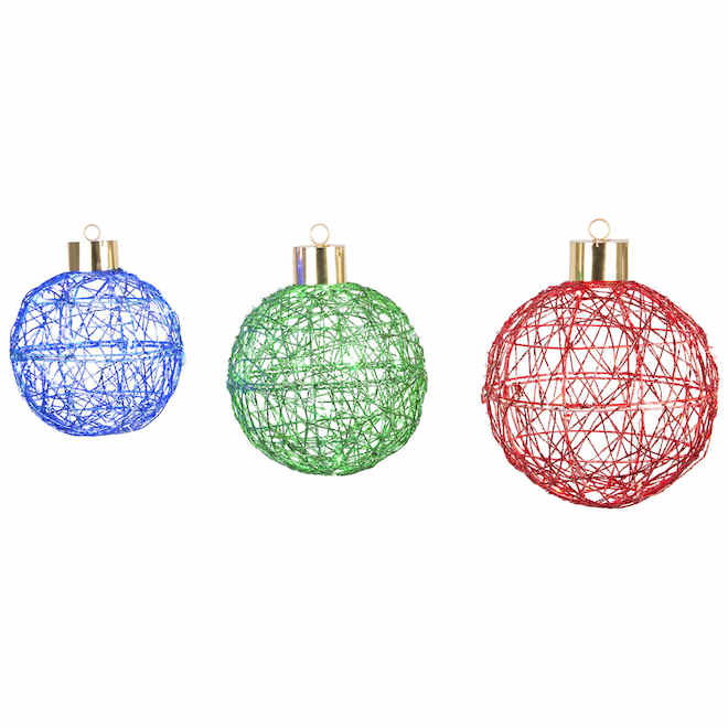 Celebrations by L&CO Set of 3 Metallic Christmas Balls with LED Lights