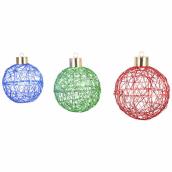 Celebrations by L&CO Set of 3 Metallic Christmas Balls with LED Lights