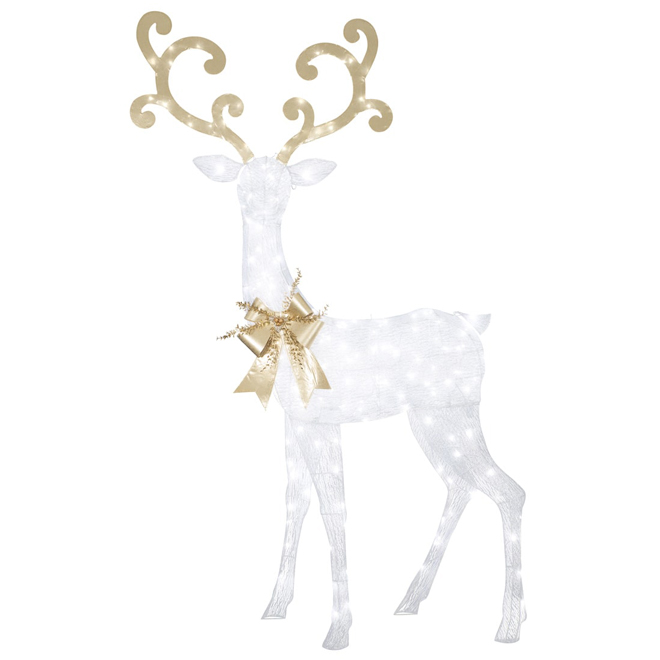 Celebrations by L&CO 9-ft Crystal Lattic Reindeer - White and Gold