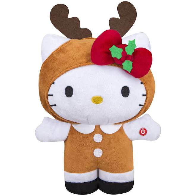 Hello Kitty musical et animé en peluche en habit de renne Gemmy de 12,2 po