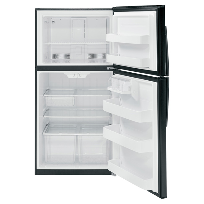 GE APPLIANCES GE Top-Freezer Refrigerator - 33-in - 21.2-cu ft - Black ...