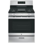 GE Gas Range with Steam Clean - 30-in - 5-cu ft - Stainless Steel