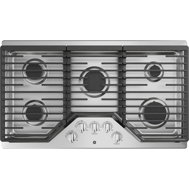 GE Gas Cooktop - 5 Burners - 36-in - 15,000 BTU - Stainless Steel