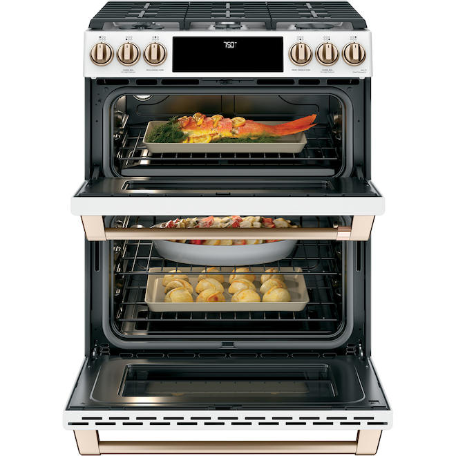 Café 30-in  Double-Oven Gas Range - 6.7 ft³. - Matte White