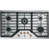 Surface de cuisson au gaz GE Café, 5 brûleurs, 36 po, acier inoxydable /bronze, 20 000 BTU