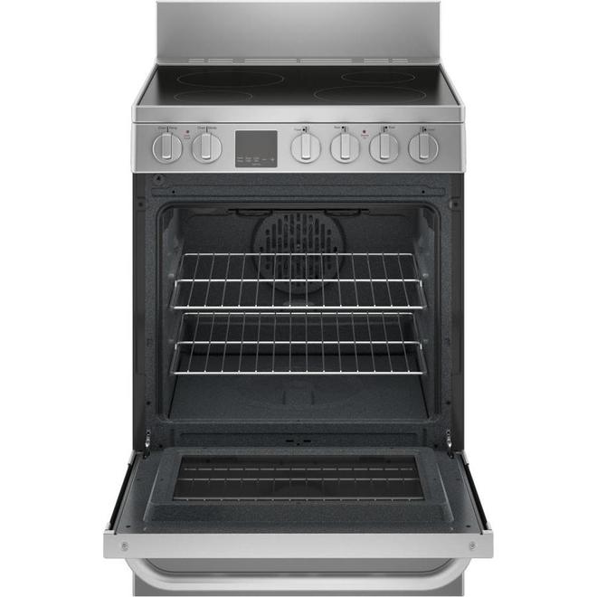 Haier 24-In 4-Burner Freestanding Electric Range 2.9-Ft³ Steam Self-Cleaning Oven Stainless Steel