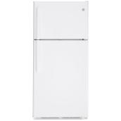 Réfrigérateur à congélateur en haut GE avec éclairage à DEL et 3 balconnets dans la porte, 30 po, 18 pi³, blanc
