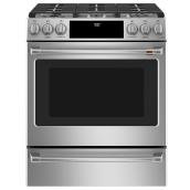 Café Slide-In Dual-Fuel Range - With Warming Drawer - 30-in - 5.7-cu ft - Stainless Steel