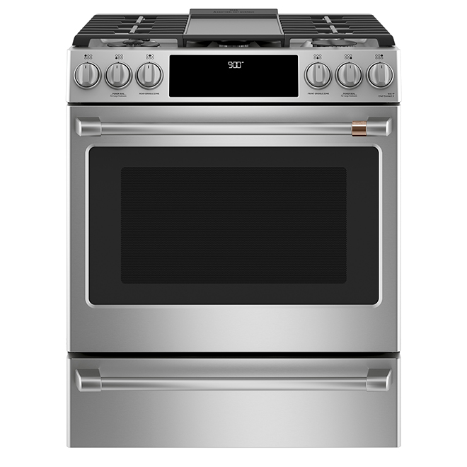 Café Slide-In Dual-Fuel Range - With Warming Drawer - 30-in - 5.7-cu ft - Stainless Steel