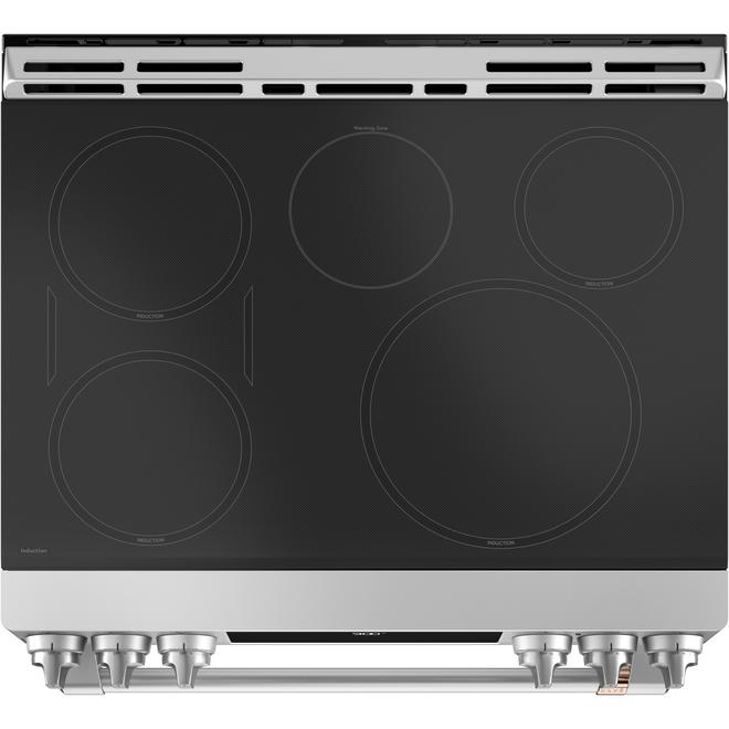 Cuisinière à convection et à induction Café 30 po commandes frontales acier inoxydable connectivité Wi-Fi tiroir-réchaud