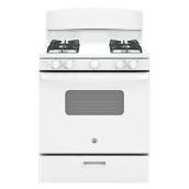 GE Appliances Freestanding Gas Oven - White - 4 Burners - Rotatory Knobs - 30-in x 4.8-cu ft