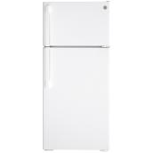 Réfrigérateur à congélateur supérieur GE, 28 po, 16,6 pi³, blanc