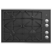 Surface de cuisson GE Appliances à gaz sur vitrocéramique, encastrement profond, 30 po, noir/inox