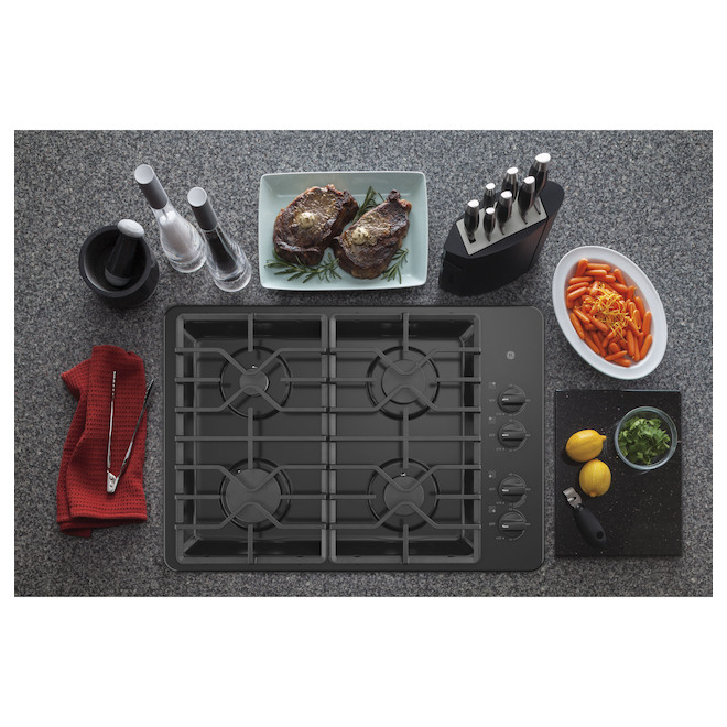 GE Appliances Built-In Cooktop with 4 Burners - 30-in - Black