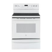 GE Free-Standing Electric Range with True Convection and 5 Elements - Self-Clean - 30-in - White
