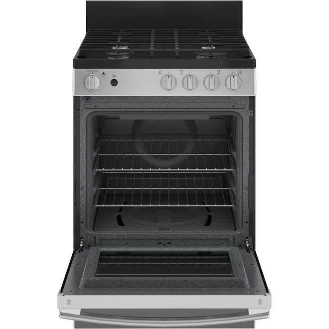 GE 24-in Freestanding Gas Range - Removable Backsplash - 2.9-cu ft - Stainless Steel