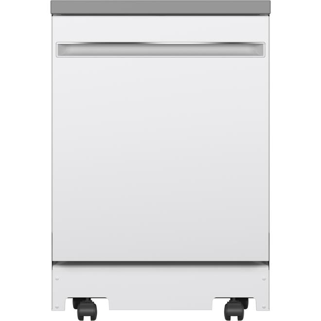 GE 24-in Portable Dishwasher with Stainless Steel Interior - White