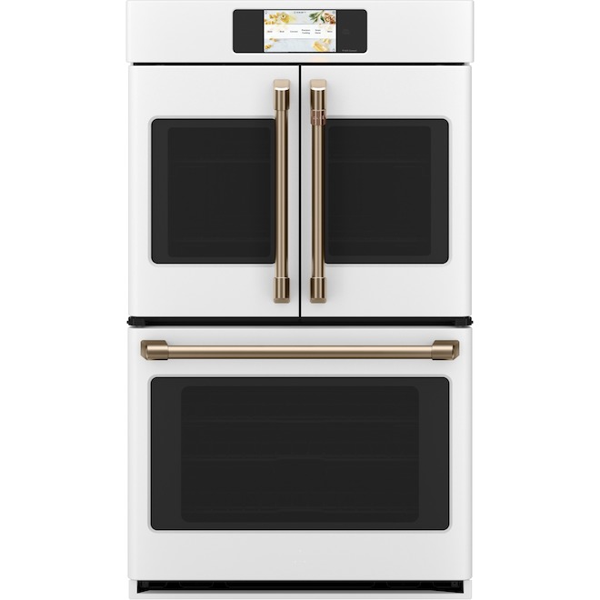 Café 30-in Built-In French-Door Double Convection Wall Oven in Matte White Finish
