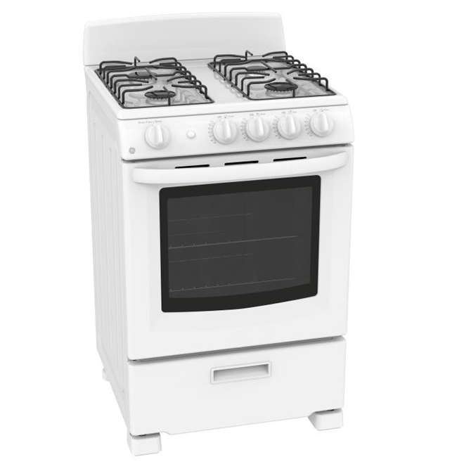 GE 24-in 4-Burner Freestanding Gas Range with Removable Backsplash and Broil Drawer 2.9-Ft³ White