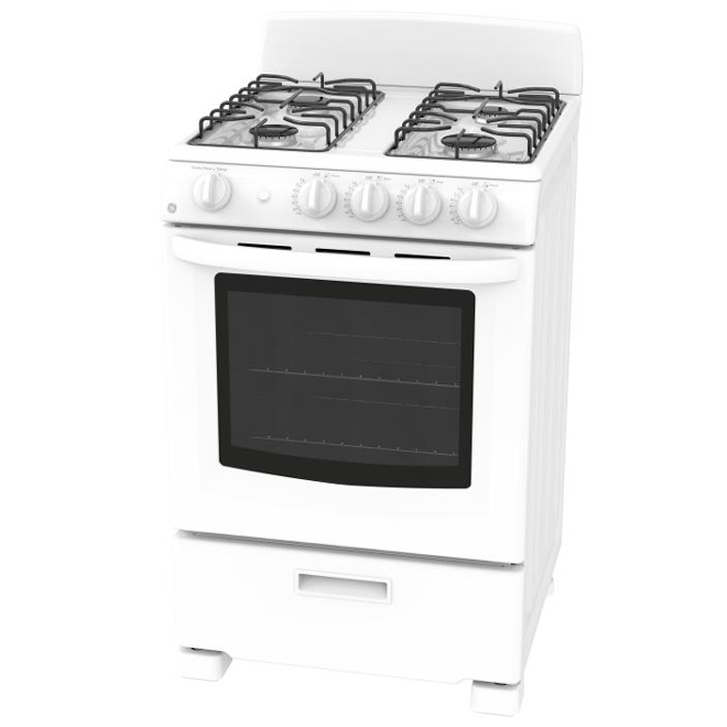 GE 24-in 4-Burner Freestanding Gas Range with Removable Backsplash and Broil Drawer 2.9-Ft³ White