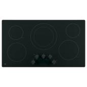GE 36-in 5-Element Electric Smooth Cooktop - Black on Black