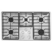 GE Appliances Built-In Deep-Recessed Gas Cooktop - 36-in - Stainless Steel - 5 Burners