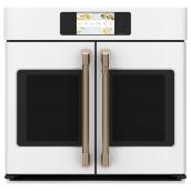 GE Café Wall Convection Oven with French Doors and Touch Screen - 30-in - Matte White