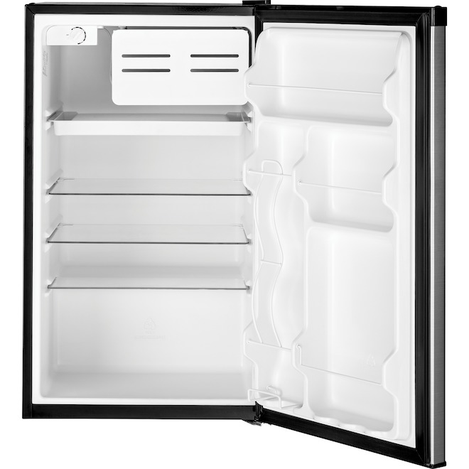 GE 4.4-cu ft Stainless Steel Freestanding Compact Refrigerator with Freezer Compartment