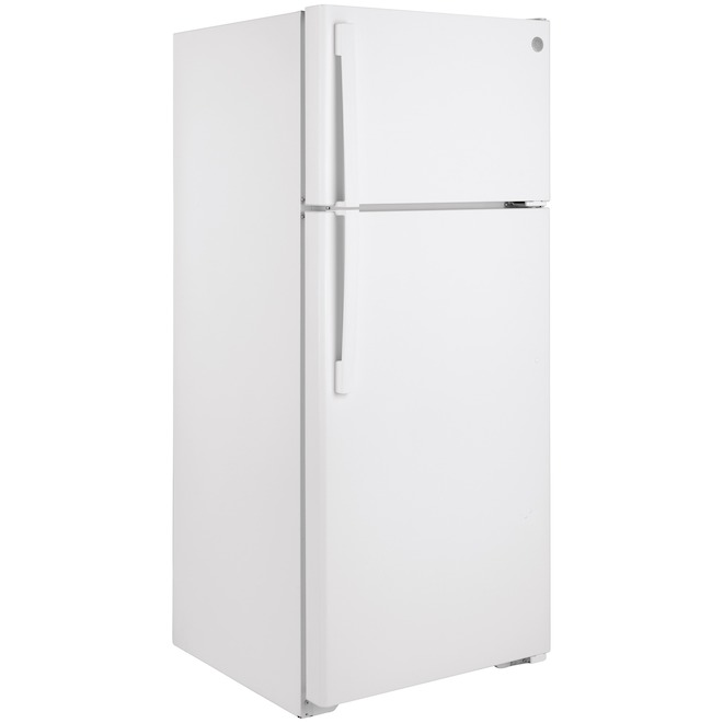 GE 17.5-cu ft White Top-Freezer Refrigerator with Right-Hand Opening