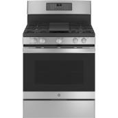 GE 30-in 5-Burner 5-cu ft Self-Clean Convection Oven Gas Range - Stainless Steel