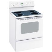 Cuisinière électrique autoportante Moffat en vitrocéramique avec 4 éléments, 5 pi³, 30 po, blanc