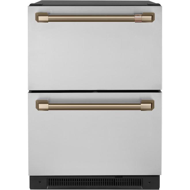 Café Undercounter Refrigerator Door 2-Handle Kit - Brushed Bronze