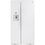 Réfrigérateur côte-à-côte GE blanc de 25,1 pi³ avec machine à glaçons et distributeur d'eau