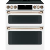 Cafe 5-Element 4.3-cu ft/2.4-cu ft Self-Clean Double Oven Convection Electric Range - Matte White (30-in)