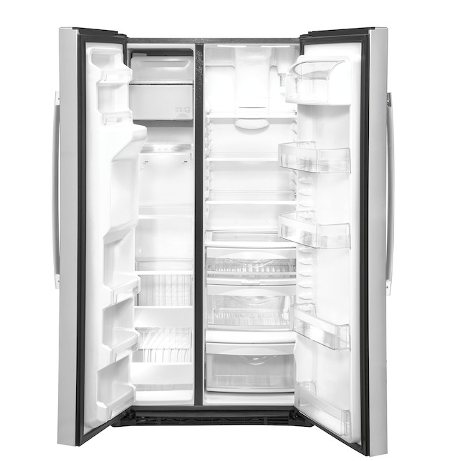 GE 21.8-cu ft Stainless Steel Counter-Depth Side-by-Side Refrigerator with Ice Maker